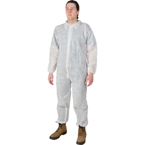 Coveralls, Medium, White, Polypropylene