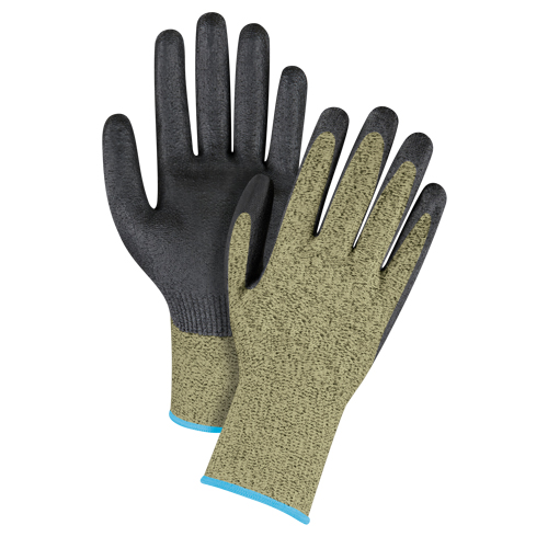 Black & Yellow Seamless Stretch Cut-Resistant Gloves, Size X-Large/10, 13 Gauge, Foam Nitrile Coated, Aramid Shell, ASTM ANSI Level A6