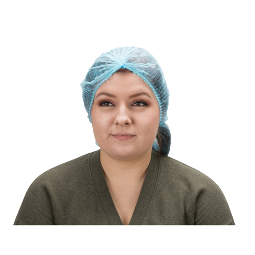 Pleated Bouffant Cap, Polypropylene, 21", Blue