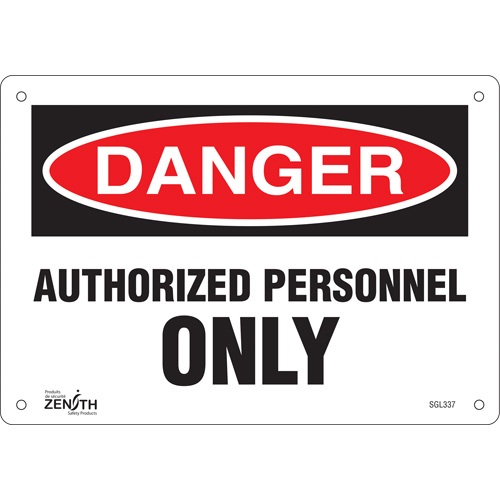 "Authorized Personnel Only" Sign, 7" x 10", Aluminum, English