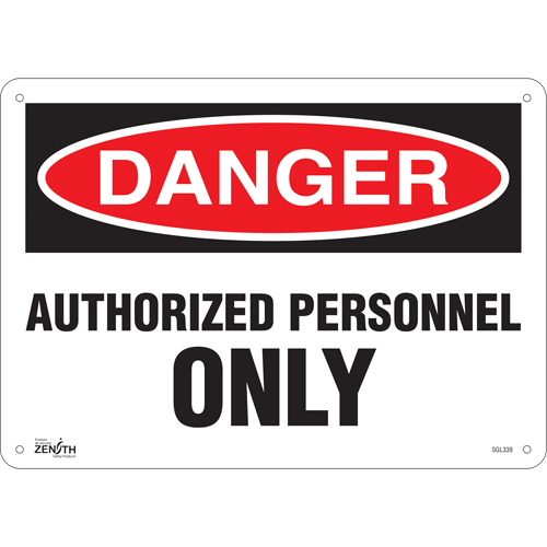 "Authorized Personnel Only" Sign, 10" x 14", Plastic, English