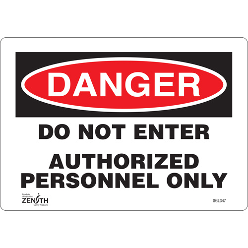 "Authorized Personnel Only" Sign, 7" x 10", Vinyl, English
