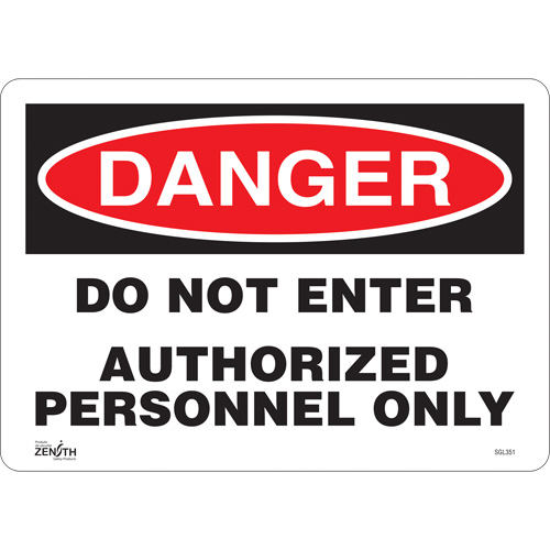 "Authorized Personnel Only" Sign, 10" x 14", Plastic, English