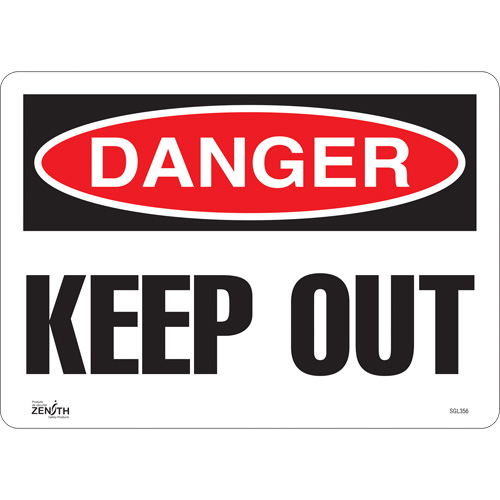 "Keep Out" Sign, 10" x 14", Vinyl, English