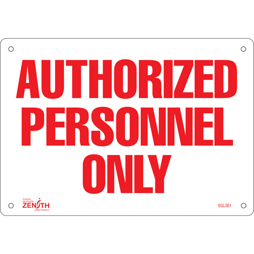 "Authorized Personnel Only" Sign, 7" x 10", Aluminum, English