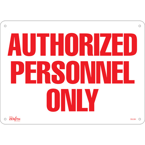 "Authorized Personnel Only" Sign, 10" x 14", Aluminum, English