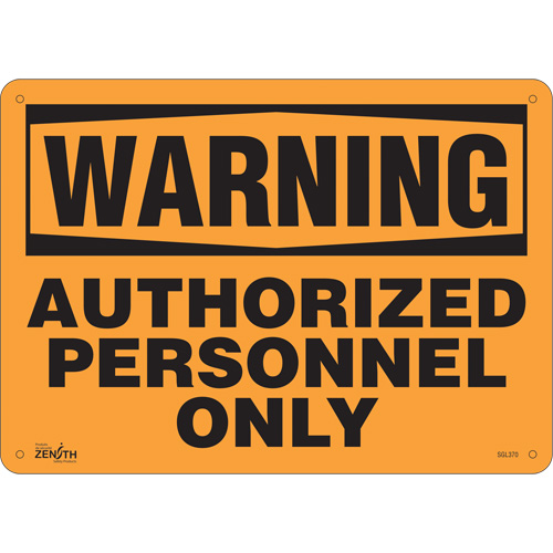 "Authorized Personnel Only" Sign, 10" x 14", Aluminum, English