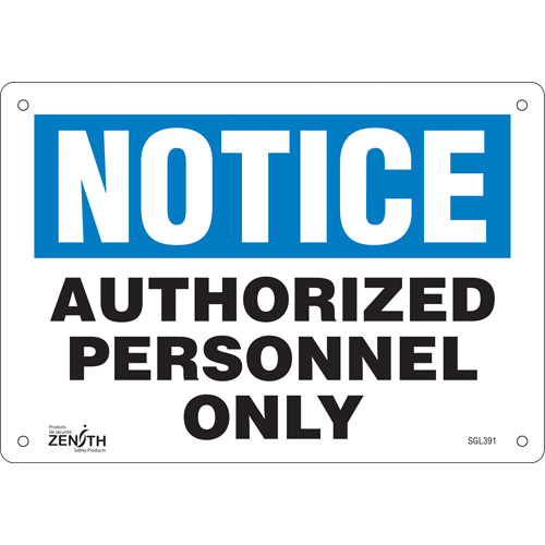 "Authorized Personnel Only" Sign, 7" x 10", Aluminum, English