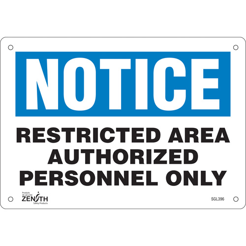 "Authorized Personnel Only" Sign, 7" x 10", Plastic, English