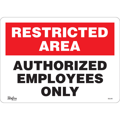 "Authorized Personnel Only" Sign, 10" x 14", Vinyl, English