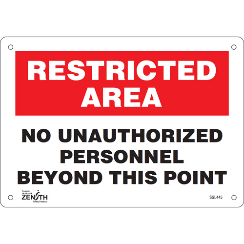 "No Unauthorized Personnel" Sign, 7" x 10", Aluminum, English