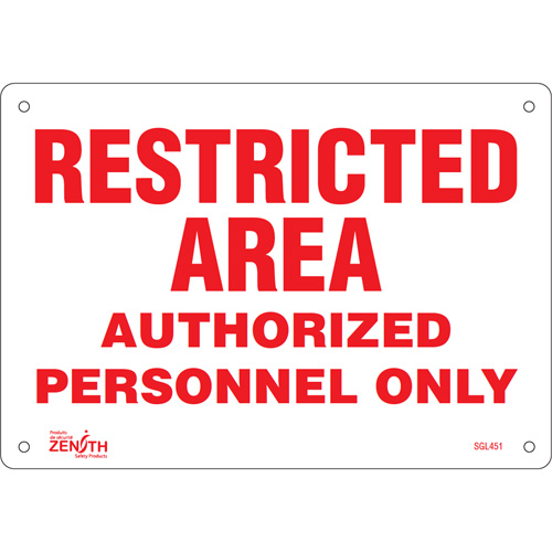 "Authorized Personnel Only" Sign, 7" x 10", Aluminum, English