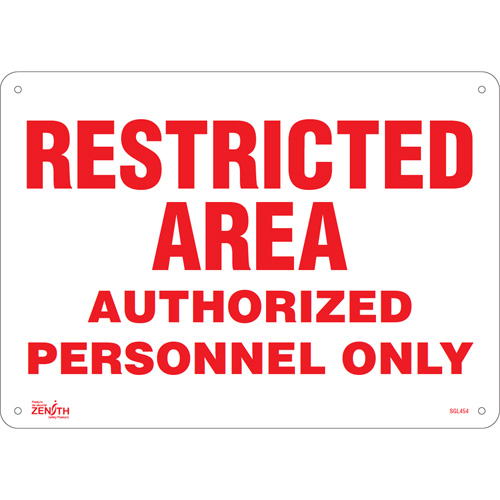 "Authorized Personnel Only" Sign, 10" x 14", Aluminum, English