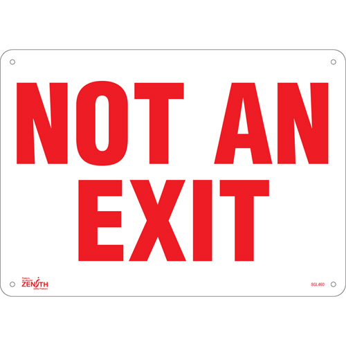 "Not An Exit" Sign, 10" x 14", Aluminum, English
