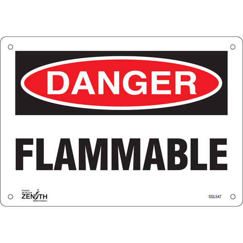 "Flammable" Sign, 7" x 10", Aluminum, English