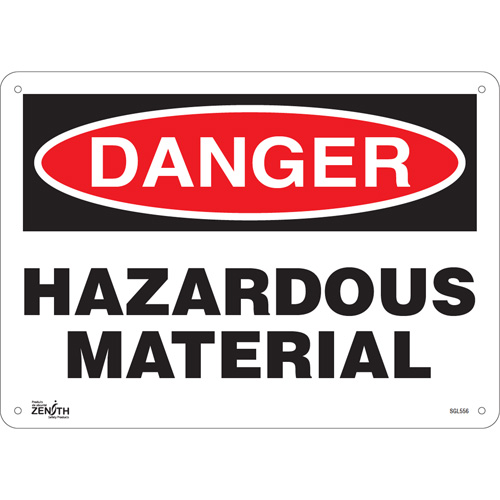 "Hazardous Material" Sign, 10" x 14", Aluminum, English