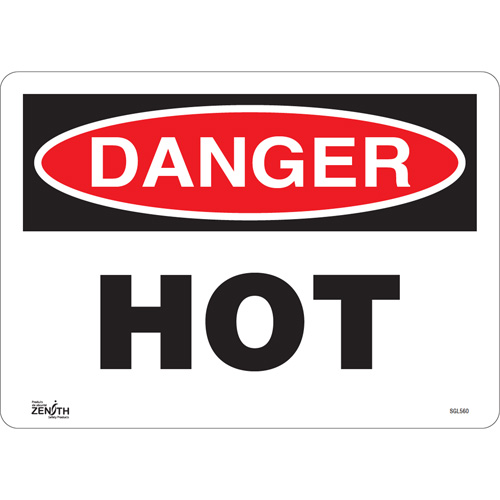 "Danger Hot" Sign, 10" x 14", Vinyl, English