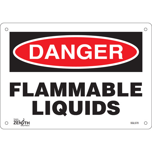 "Flammable Liquids" Sign, 7" x 10", Plastic, English