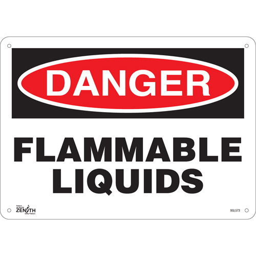 "Flammable Liquids" Sign, 10" x 14", Plastic, English