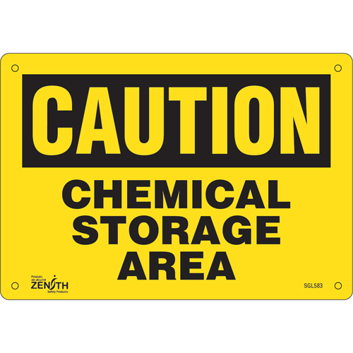 "Chemical Storage Area" Sign, 7" x 10", Aluminum, English