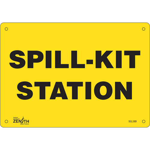 "Spill Kit Station" Sign, 7" x 10", Aluminum, English