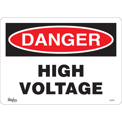 "High Voltage" Sign, 10" x 14", Vinyl, English