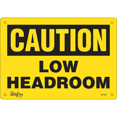 "Low Headroom" Sign, 7" x 10", Aluminum, English