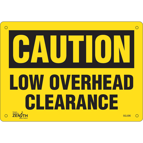 "Low Overhead Clearance" Sign, 7" x 10", Plastic, English