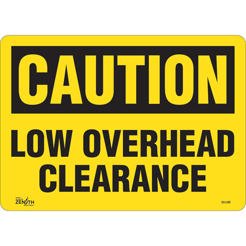 "Low Overhead Clearance" Sign, 10" x 14", Vinyl, English