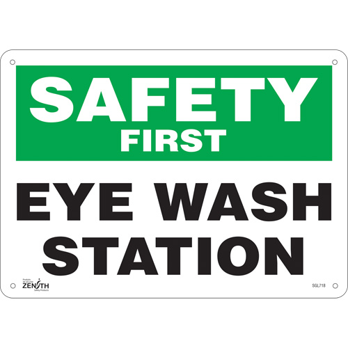 "Eye Wash Station" Sign, 10" x 14", Aluminum, English