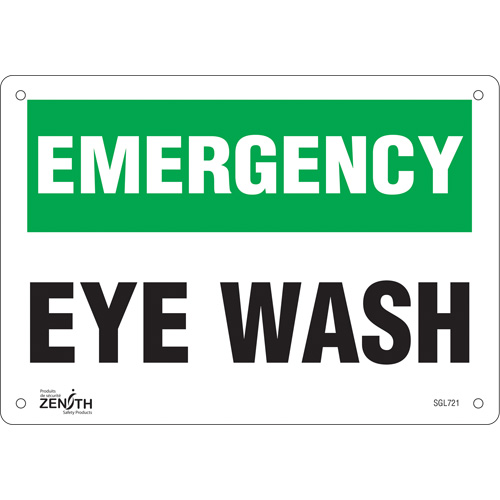 "Eye Wash" Sign, 7" x 10", Aluminum, English