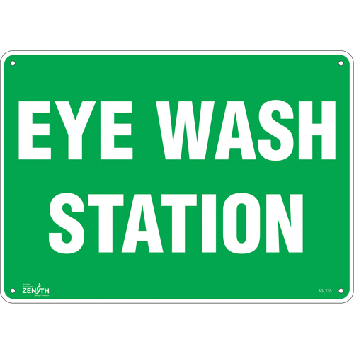 "Eye Wash Station" Sign, 10" x 14", Plastic, English