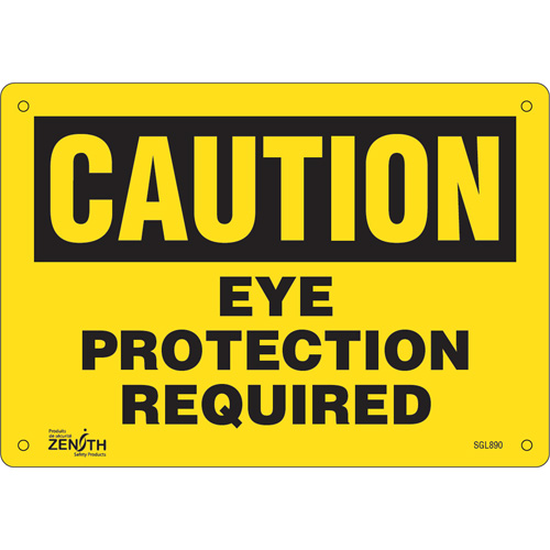 "Eye Protection Required" Sign, 7" x 10", Plastic, English