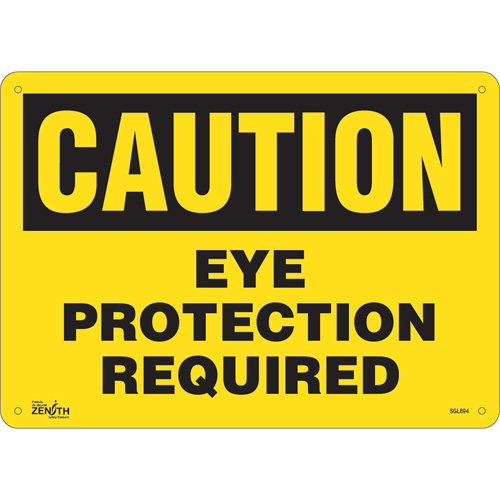 "Eye Protection Required" Sign, 10" x 14", Aluminum, English