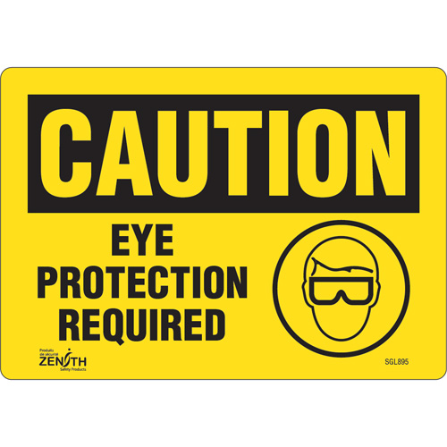 "Eye Protection Required" Sign, 7" x 10", Vinyl, English with Pictogram