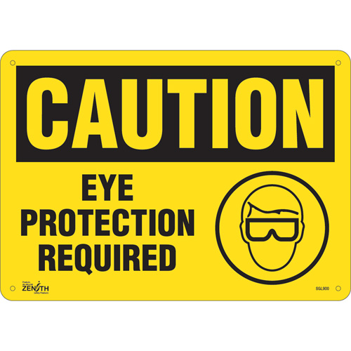 "Eye Protection Required" Sign, 10" x 14", Aluminum, English with Pictogram
