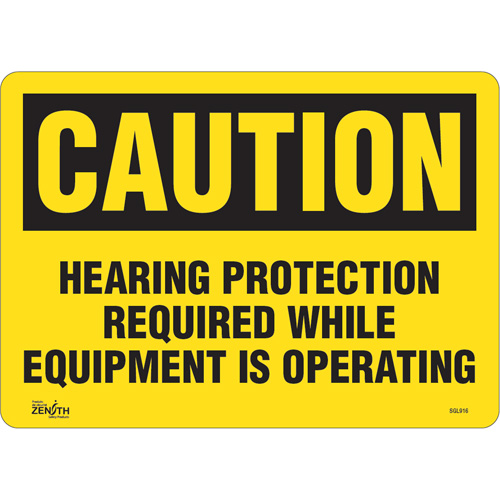 "Hearing Protection Required" Noise Hazard Sign, 10" x 14", Vinyl, English
