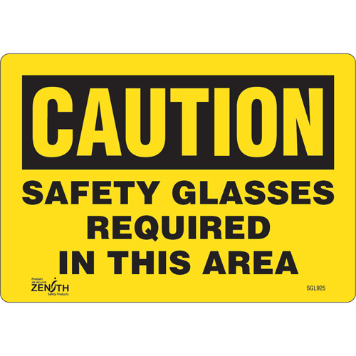 "Safety Glasses Required" Sign, 7" x 10", Vinyl, English