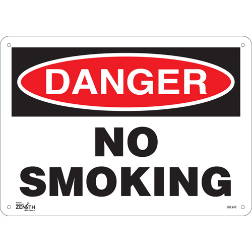 "No Smoking" Sign, 10" x 14", Aluminum, English