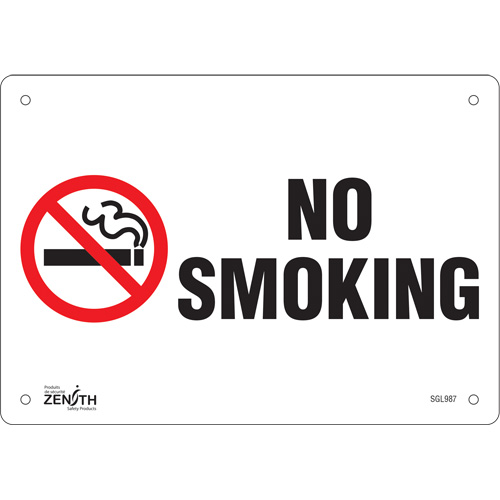 "No Smoking" Sign, 7" x 10", Aluminum, English with Pictogram
