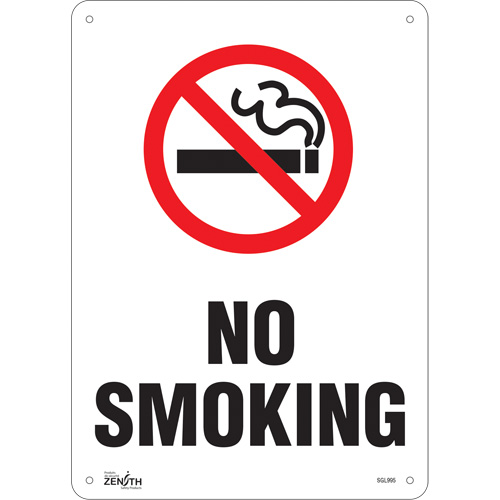 "No Smoking" Sign, 14" x 10", Plastic, English with Pictogram