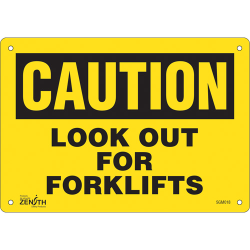 "Look Out For Forklifts" Sign, 7" x 10", Aluminum, English