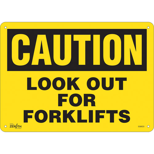 "Look Out For Forklifts" Sign, 10" x 14", Plastic, English