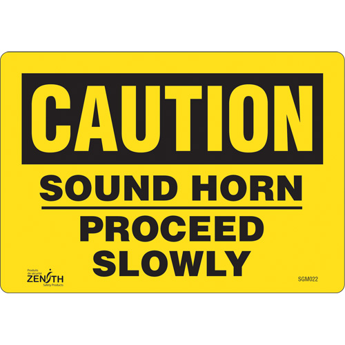 "Proceed Slowly" Sign, 7" x 10", Vinyl, English