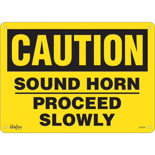 "Proceed Slowly" Sign, 10" x 14", Plastic, English