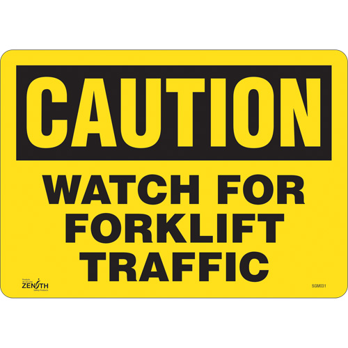 "Watch For Forklift" Sign, 10" x 14", Vinyl, English