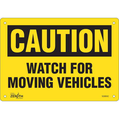 "Watch For Moving Vehicles" Sign, 7" x 10", Aluminum, English