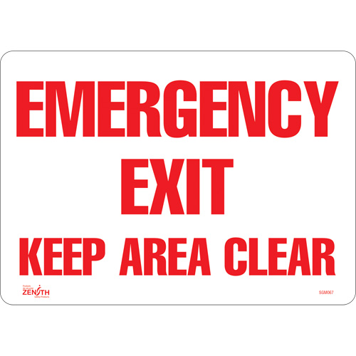 "Emergency Exit" Sign, 10" x 14", Vinyl, English