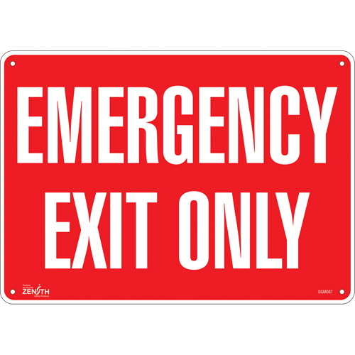 "Emergency Exit Only" Sign, 10" x 14", Aluminum, English