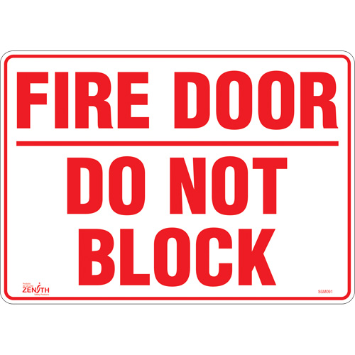 "Fire Door" Sign, 10" x 14", Vinyl, English